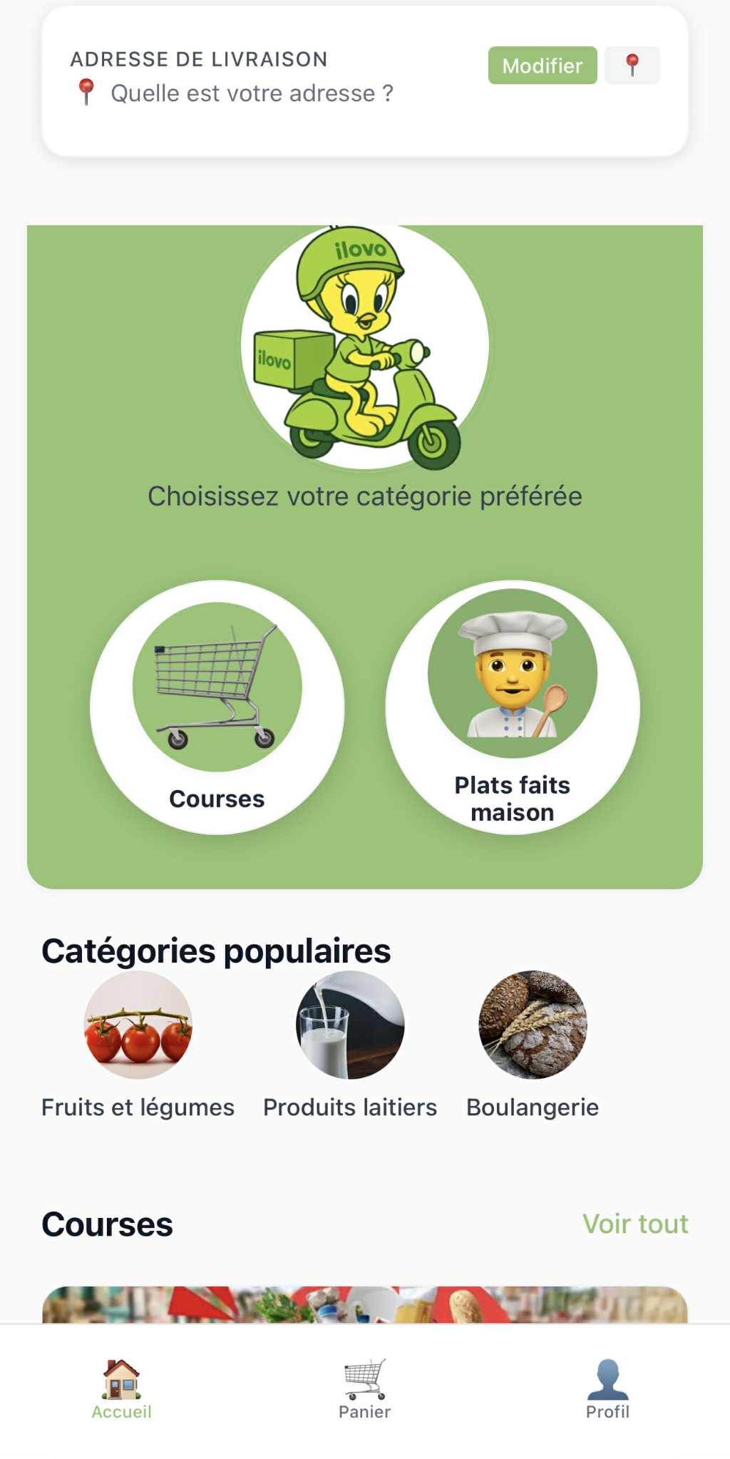 Aperçu de l'application Ilovo
